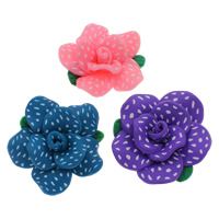 Polymer lerperler, Polymer Clay, Flower, håndlavet, forskellig størrelse for valg, blandede farver, Hole:Ca. 1-1.5mm, 100pc'er/Bag, Solgt af Bag