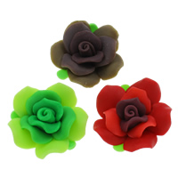 Grânulos de argila de polímero, Flor, feito à mão, tamanho diferente para a escolha, cores misturadas, Buraco:Aprox 1-1.5mm, 100PCs/Bag, vendido por Bag