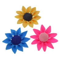 Abalorios de FIMO, Arcilla polimero, Flor, hecho a mano, diverso tamaño para la opción, color mixto, agujero:aproximado 1-1.5mm, 100PCs/Bolsa, Vendido por Bolsa