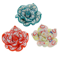 Polimero-Clay-Beads, argilla polimero, Fiore, fatto a mano, formato differente per scelta, colori misti, Foro:Appross. 1-1.5mm, 100PC/borsa, Venduto da borsa