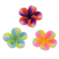 argile de polymère, fleur, fait à la main, couleurs mélangées, 12mm, Trou:Environ 1-1.5mm, 100PC/sac, Vendu par sac