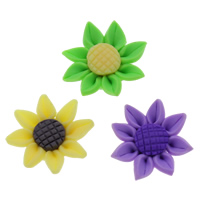 Abalorios de FIMO, Arcilla polimero, Flor, hecho a mano, diverso tamaño para la opción, color mixto, agujero:aproximado 1-1.5mm, 100PCs/Bolsa, Vendido por Bolsa