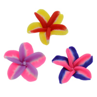 Abalorios de FIMO, Arcilla polimero, Flor, hecho a mano, diverso tamaño para la opción, color mixto, agujero:aproximado 1-1.5mm, 100PCs/Bolsa, Vendido por Bolsa