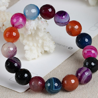 agate arc-en-ciel bracelet, Rond, naturel, normes différentes pour le choix & facettes, Longueur Environ 7.5 pouce, Vendu par lot