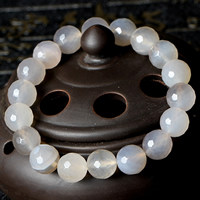 agate grise bracelet, Rond, naturel, normes différentes pour le choix & facettes, Longueur Environ 7.5 pouce, Vendu par lot