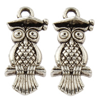 Zink Alloy Animal Hängen, Owl, antik silver pläterad, nickel, bly och kadmium gratis, 10x22x5mm, Hål:Ca 2mm, Ca 606PC/KG, Säljs av KG