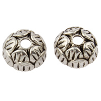 Cink Alloy Perla Cap, Cvijet, starinski srebrne boje pozlaćen, nikal, olovo i kadmij besplatno, 10x10x4mm, Rupa:Približno 2mm, Približno 1587računala/KG, Prodano By KG