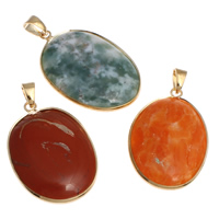 Gemstone Pendants Jewelry with Brass gold color plated mixed - Approx Sold By Bag