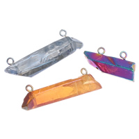 Pendentifs quartz naturel, Cristal naturel, avec laiton, Placage coloré, mélangé & double trou, 32x14x11mm-50x16x12mm, Trou:Environ 2mm, 20PC/sac, Vendu par sac