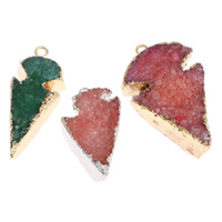 Nádúrtha Grianchloch Druzy Pendants, Grianchloch Nádúrtha, le Prás, plátáilte, stíl druzy & measctha, 19x38x13mm-28x48x15mm, Poll:Thart 2mm, 10ríomhairí pearsanta/Mála, Díolta De réir Mála