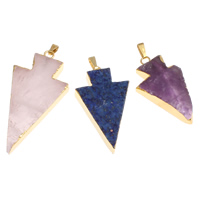 Edelsteen Hangers Sieraden, met Messing, gold plated, gemengd, 23x41x8mm-30x51x8mm, Gat:Ca 2x6mm, 20pC's/Bag, Verkocht door Bag