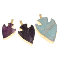 Edelsteen Hangers Sieraden, met Messing, gold plated, gemengd, 20x32x7mm-32x46x7mm, Gat:Ca 2x6mm, 10pC's/Bag, Verkocht door Bag