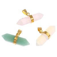 Edelsteen Hangers Sieraden, met Messing, gold plated, gemengd, 34x14x10mm, Gat:Ca 4x7mm, 30pC's/Bag, Verkocht door Bag