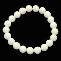 Bracelets de bénitiers, géant cannelé, Rond, naturel, blanc, 8mm, Longueur Environ 6 pouce, 10Strandstoron/sac, Vendu par sac