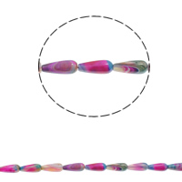 Coirníní Rainbow Agate Nádúrtha, Teardrop, 12x30mm, Poll:Thart 1.5mm, Thart 13ríomhairí pearsanta/Snáithe, Díolta Per Thart 15.3 Inse Snáithe