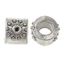 Mässing European Pärlor Inställnings, Kolonn, silver pläterad, utan troll & svärta, nickel, bly och kadmium gratis, 8x9x10mm, Hål:Ca 5mm, Innerdiameter:Ca 1mm, 100PC/Lot, Säljs av Lot