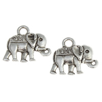 Pingentes animais de liga de zinco, Elefante, banho de cor prata antiga, níquel, chumbo e cádmio livre, 14x12x3mm, Buraco:Aprox 2mm, Aprox 1042PCs/kg, vendido por kg