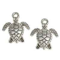 Colgantes Animales de Aleación de Zinc, Tortuga, chapado en color de plata antigua, libre de níquel, plomo & cadmio, 13x16x3mm, agujero:aproximado 1.5mm, aproximado 1053PCs/KG, Vendido por KG