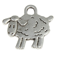 Colgantes Animales de Aleación de Zinc, Oveja, chapado en color de plata antigua, libre de níquel, plomo & cadmio, 15x15x2mm, agujero:aproximado 2mm, aproximado 1031PCs/KG, Vendido por KG