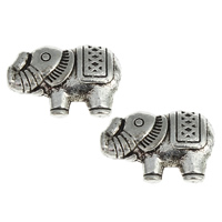 Zink legering Animalsk Perler, Zinc Alloy, Elephant, antik sølv farve forgyldt, nikkel, bly & cadmium fri, 13x9x4mm, Hole:Ca. 1mm, Ca. 1000pc'er/KG, Solgt af KG