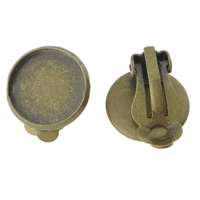 Messing Clip On Øreringe Finde, Flad Rund, antik bronze farve forgyldt, bly & cadmium fri, 12x12x2mm, 10x10mm, Indvendig diameter:Ca. 10mm, 300pc'er/Bag, Solgt af Bag