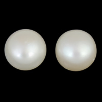 Perlas Freshwater Perforadas, Perlas cultivadas de agua dulce, Cúpula, natural, perforado medio, Blanco, Grado AAA, 9-9.5mm, agujero:aproximado 0.8mm, 30parespareja/Bolsa, Vendido por Bolsa