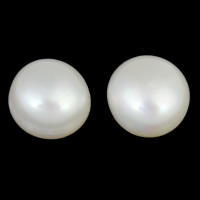 Hälften Borrade odlad sötvattenspärla pärlor, Freshwater Pearl, Dome, naturlig, Halvborrade, vit, Grade AAA, 8-8.5mm, Hål:Ca 0.8mm, 44Pairs/Bag, Säljs av Bag