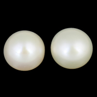 Hälften Borrade odlad sötvattenspärla pärlor, Freshwater Pearl, Dome, naturlig, Halvborrade, vit, Grade AAA, 7-7.5mm, Hål:Ca 0.8mm, 48Pairs/Bag, Säljs av Bag