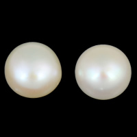 Cultured Half Drilled Freshwater Pearl Beads Dome natural half-drilled white Grade AAA 8-8.5mm Approx 0.8mm Sold By Bag