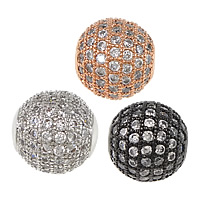 Cubic Zirconia Micro Pave Brass Beads Round plated micro pave cubic zirconia 12mm Approx 2mm Sold By Lot