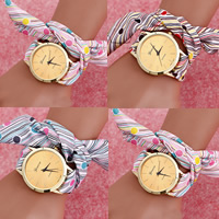 Grosgrain Ribbon with zinc alloy dial & Glass plated for woman & with round spot pattern nickel lead & cadmium free 40mm 20mm Length Approx 20 Inch Sold By Lot