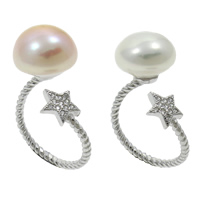 Pearl Fionnuisce Chufa Ring Finger, le Prás, Star, nádúrtha, micrea réiteach zirconia ciúbach, dathanna níos mó le haghaidh rogha, 13-14mm, 20x29x19mm, Méid:6.5, Díolta De réir PC