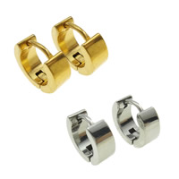 Huggie Anneau d'oreille, acier inoxydable, Placage, pour homme, plus de couleurs à choisir, 4mm, Diamètre intérieur:Environ 7mm, Vendu par lot