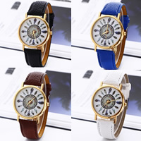 Women Wrist Watch PU Leather with Glass & Zinc Alloy plated adjustable & for woman nickel lead & cadmium free 40mm 20mm Length Approx 8 Inch Sold By PC