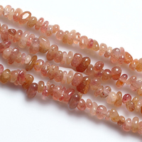 Strawberry Quartz Bead, Nuggets, naturlig, 4-7mm, Hole:Ca. 1-2mm, Længde Ca. 15 inch, 10Strands/Lot, 120pc'er/Strand, Solgt af Lot