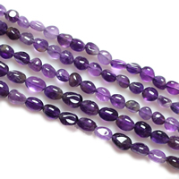 Granos Amethyst naturales, amatista, Pepitas, Birthstone de febrero, 6-7mm, agujero:aproximado 1-2mm, longitud aproximado 15 Inch, 5Strandsfilamento/Grupo, 60PCs/Sarta, Vendido por Grupo