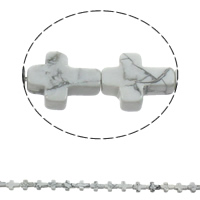 Natural White Turquoise Bead, Cross, naturlig, 12x16x5mm, Hål:Ca 1mm, Ca 25PC/Strand, Såld Per Ca 16.5 inch Strand