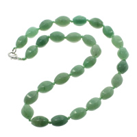 Aventurine Glas Muince, cóimhiotal since clasp gliomach, Oval, nádúrtha, 10x15mm, Díolta Per Thart 19.5 Inse Snáithe