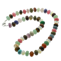 Gemstone smycken halsband, Ädelsten, zinklegering Karbinlås, Rondelle, naturlig, 10x6mm, Såld Per Ca 18 inch Strand