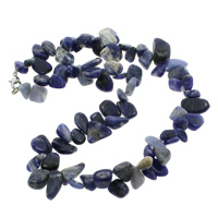 Blauw Spot Halsketting, zinklegering karabijn, Nuggets, natuurlijk, 9-20mm, Per verkocht Ca 17 inch Strand