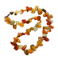 Red Agate Halsband, zinklegering Karbinlås, Nuggets, naturlig, 9-20mm, Såld Per Ca 17 inch Strand