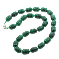 Malachite Muince, cóimhiotal since clasp gliomach, Colún, sintéiseacha, 15x10mm, Díolta Per Thart 18 Inse Snáithe