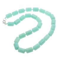 Amazonite Muince, cóimhiotal since clasp gliomach, Colún, nádúrtha, 10x14mm, Díolta Per Thart 15.5 Inse Snáithe