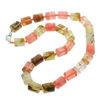 Gemstone smycken halsband, Ädelsten, zinklegering Karbinlås, Kolonn, naturlig, 10x14mm, Såld Per Ca 15.5 inch Strand