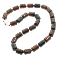 Mahogany Obsidian Nyaklánc, cink ötvözet homár csattal, Oszlop, természetes, 10x14mm, Naponta eladott Kb 15.5 inch Strand