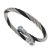 Rozsdamentes acél bangle, Stainless Steel, galvanizált, állítható & kétszínű, 9.5mm, 5mm, Belső átmérő:Kb 54x51mm, Hossz Kb 6.5 inch, 6PC-k/Lot, Által értékesített Lot