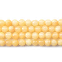 Jade Yellow Beads Round natural Length Approx 15 Inch Sold By Lot