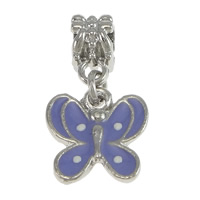 European stile Zinc Alloy pendenti, lega in zinco, Farfalla, placcato color platino, senza filo & smalto, assenza di nichel,piombo&cadmio, 14x2mm,6x11x7mm, Foro:Appross. 5mm, 200PC/lotto, Venduto da lotto