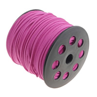 Cordon de laine, corde de laine, avec bobine plastique, double face, rose fuchsia, 2.50x1.50mm, Longueur 100 Yard, Vendu par PC