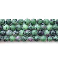 Ruby i Zoisite Bead, Runde, naturlig, forskellig størrelse for valg, Længde Ca. 15 inch, Solgt af Lot